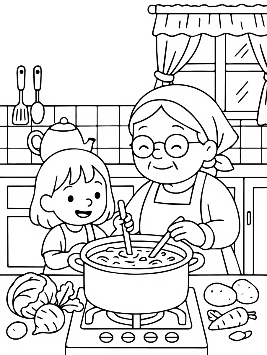 Example of a black-and-white coloring page result generated for printing