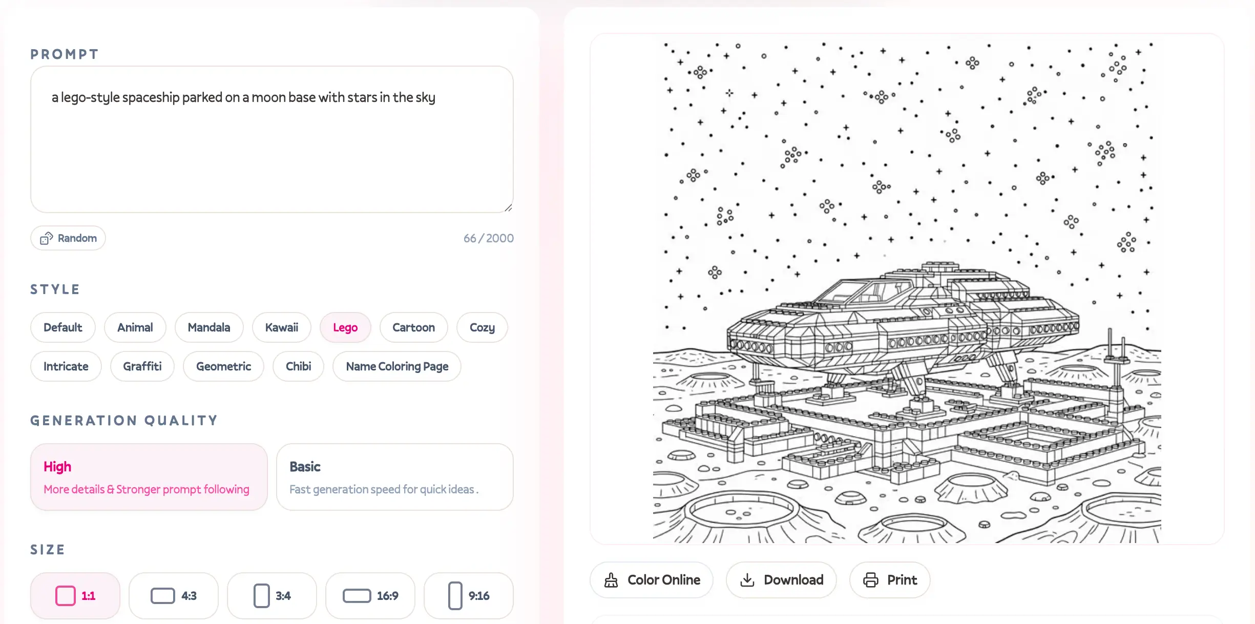 Text to coloring page example in EasyColor